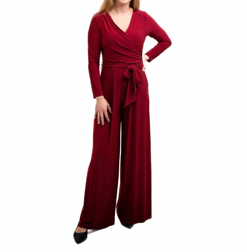 NEW LAST TANGO long sleeve jumpsuit in burgundy